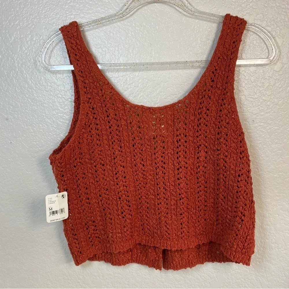 Free people knit crochet Vest Top in Rust - Picture 7 of 9